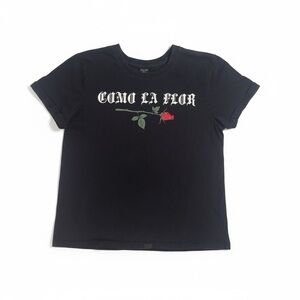 Vibe Como La Flor Black Tee with 🌹Red Rose Graphic
